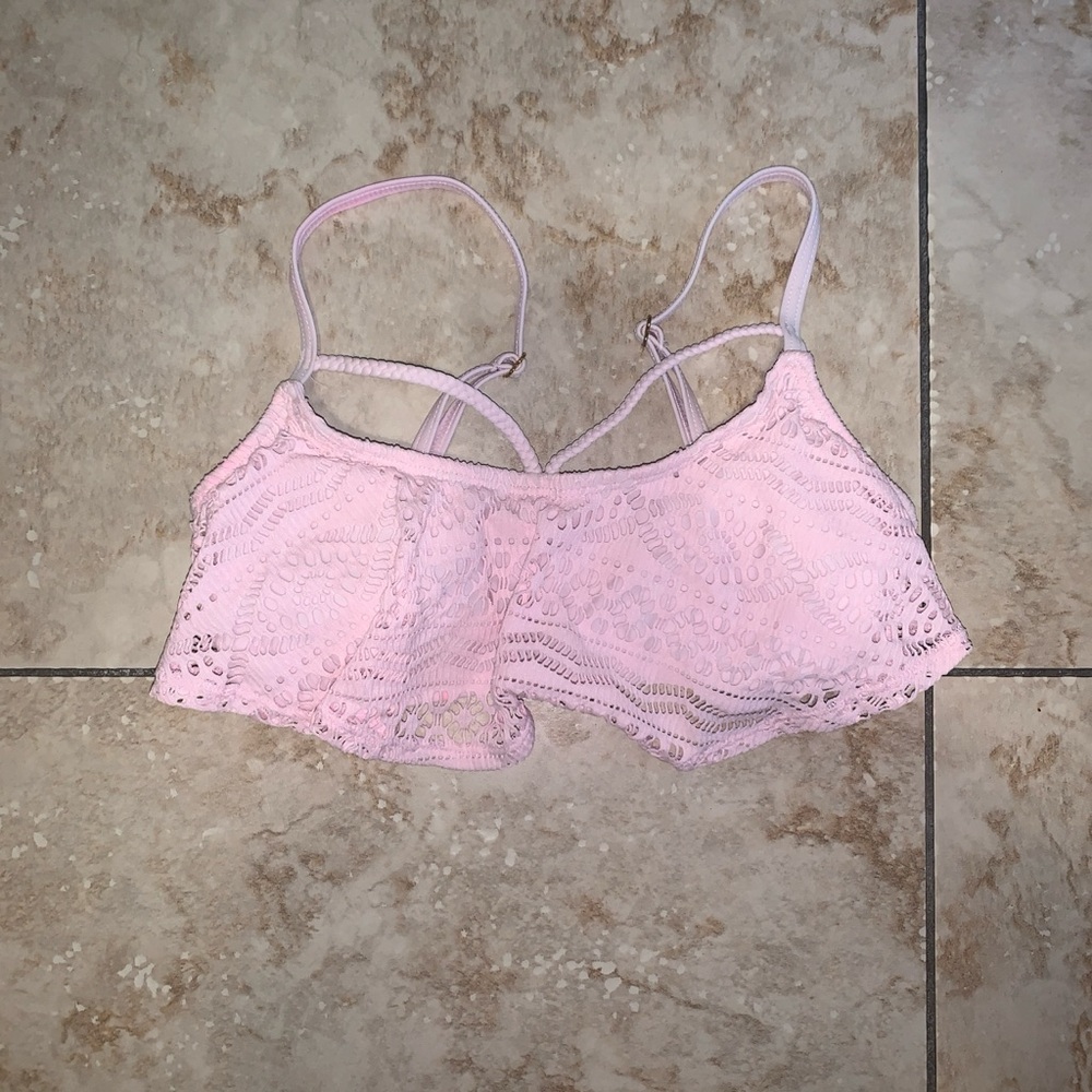 Baby pink lace bikini top